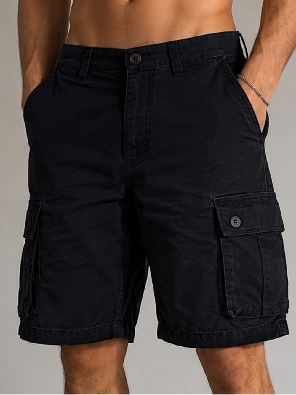 Lee Black Men's Cargo Shorts with Button Flap Pockets